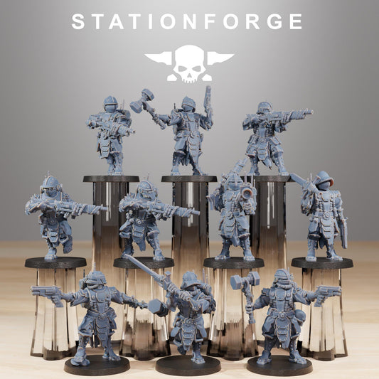 Frontliners Infantry, Space Techno-bots, modular Sci-Fi warriors by STATIONFORGE, Sci-Fi Wargames Cyber-themed Grimdark miniatures