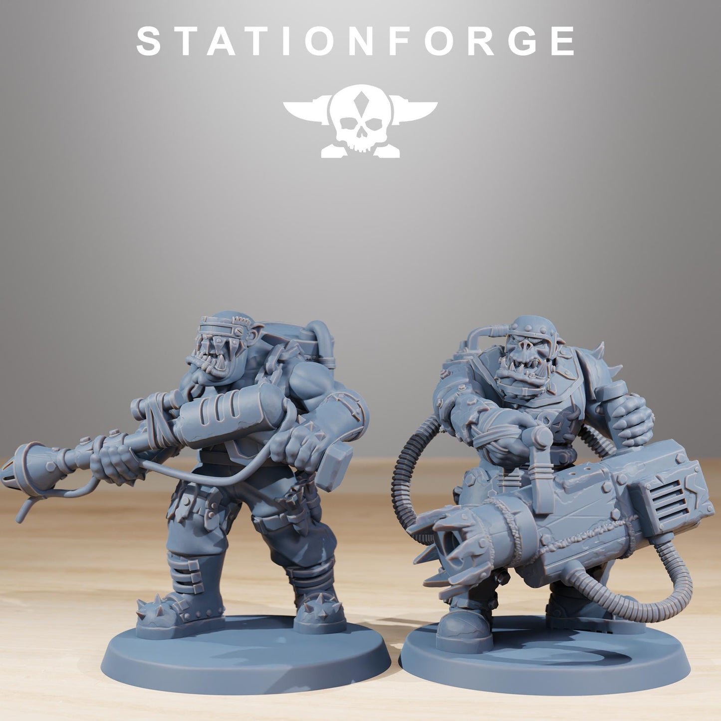 Orkaz Skillers, Space-Faring Orkish Menace Sculpted by STATIONFORGE, Grimdark Compatible, Sci-Fi Wargame Scale