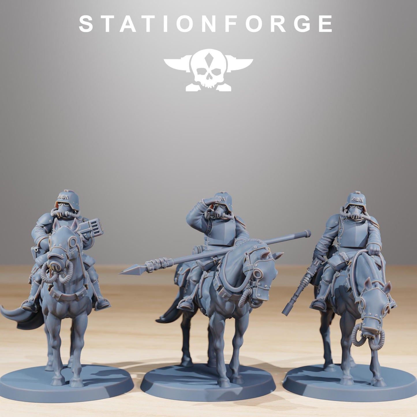 GrimGuard Cavalry, Modular Set Miniatures by STATIONFORGE,  Imperial guard cavalry regiment