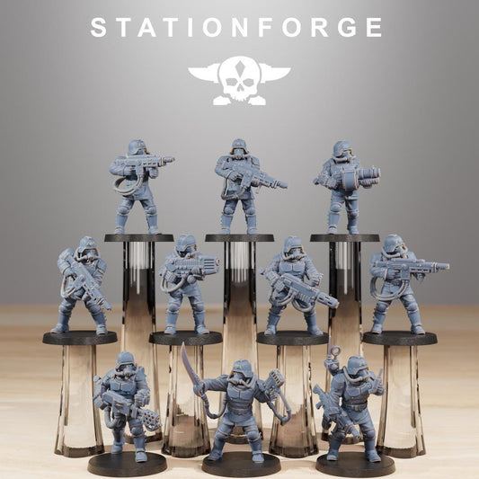 Grimguard Commandos, Death Korps Proxy, Sci-Fi Wargames Miniatures by STATIONFORGE
