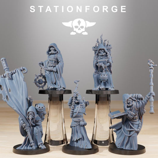 Scavenger Cultists, Space Techno-bots, modular Sci-Fi warriors by STATIONFORGE, Sci-Fi Wargames Cyber-themed Grimdark miniatures