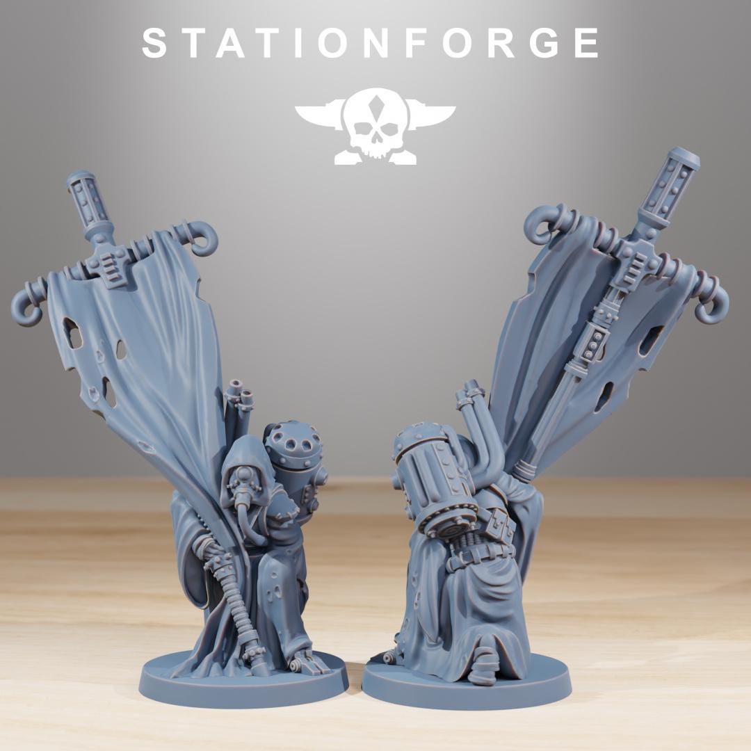 Scavenger Cultists, Space Techno-bots, modular Sci-Fi warriors by STATIONFORGE, Sci-Fi Wargames Cyber-themed Grimdark miniatures