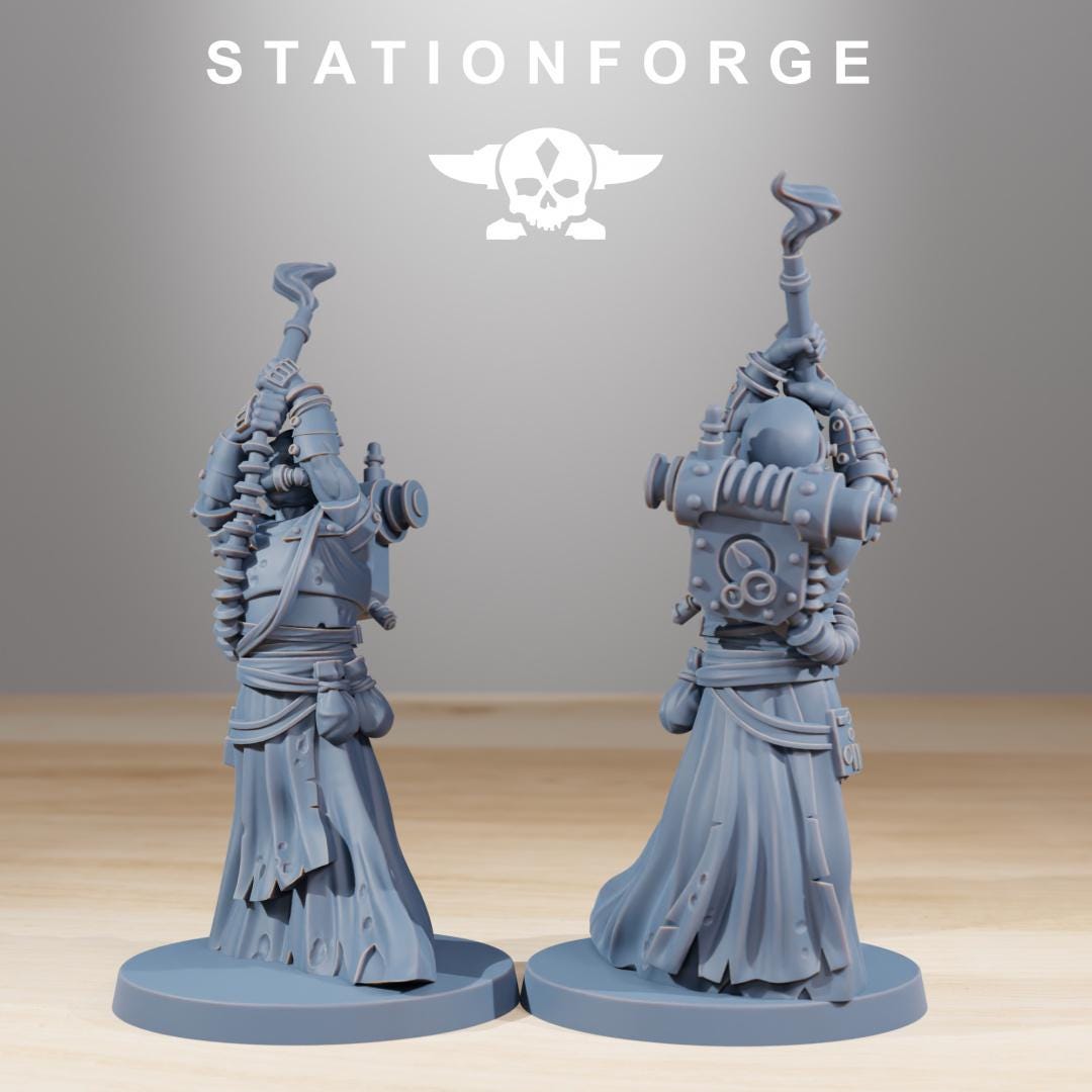 Scavenger Cultists, Space Techno-bots, modular Sci-Fi warriors by STATIONFORGE, Sci-Fi Wargames Cyber-themed Grimdark miniatures
