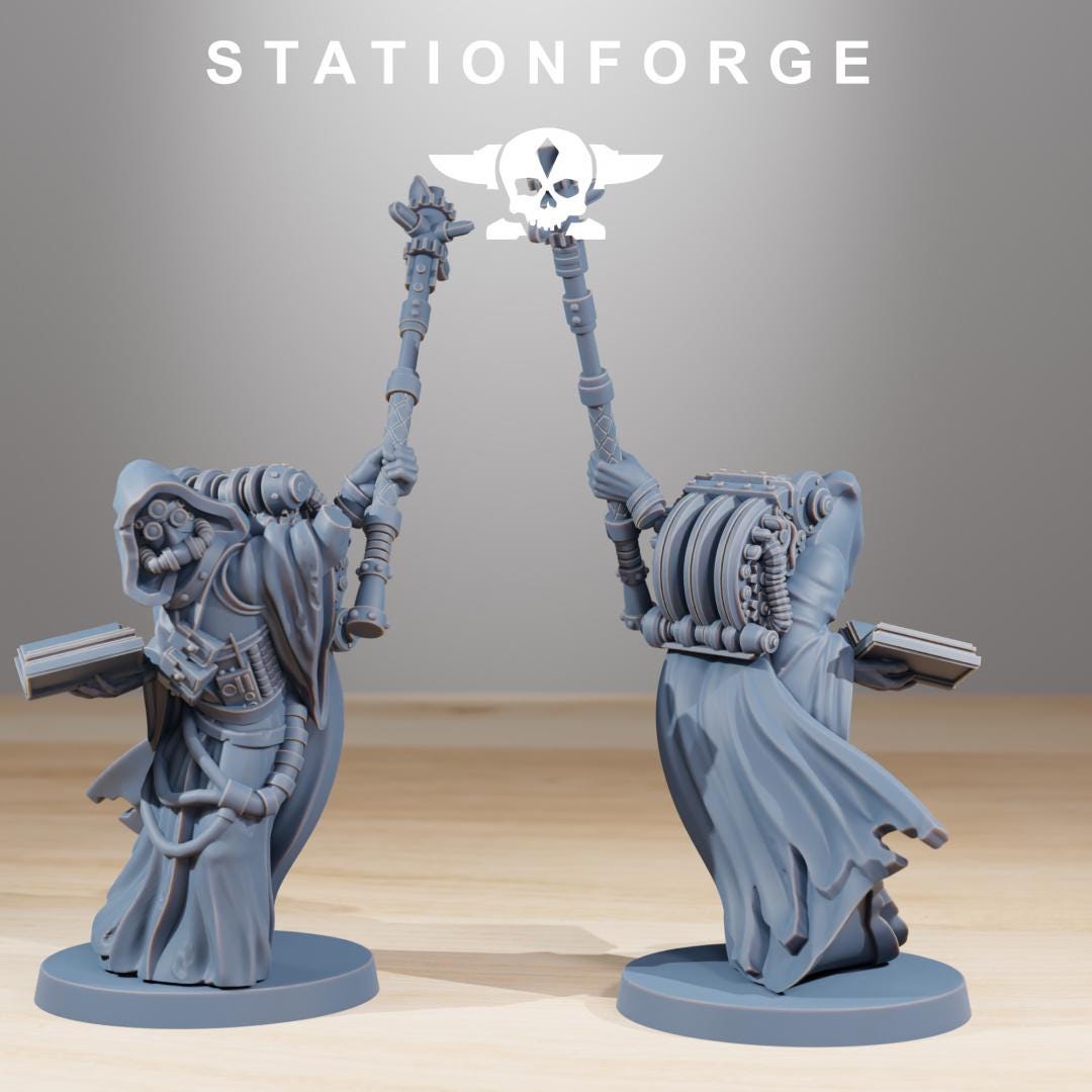 Scavenger Cultists, Space Techno-bots, modular Sci-Fi warriors by STATIONFORGE, Sci-Fi Wargames Cyber-themed Grimdark miniatures