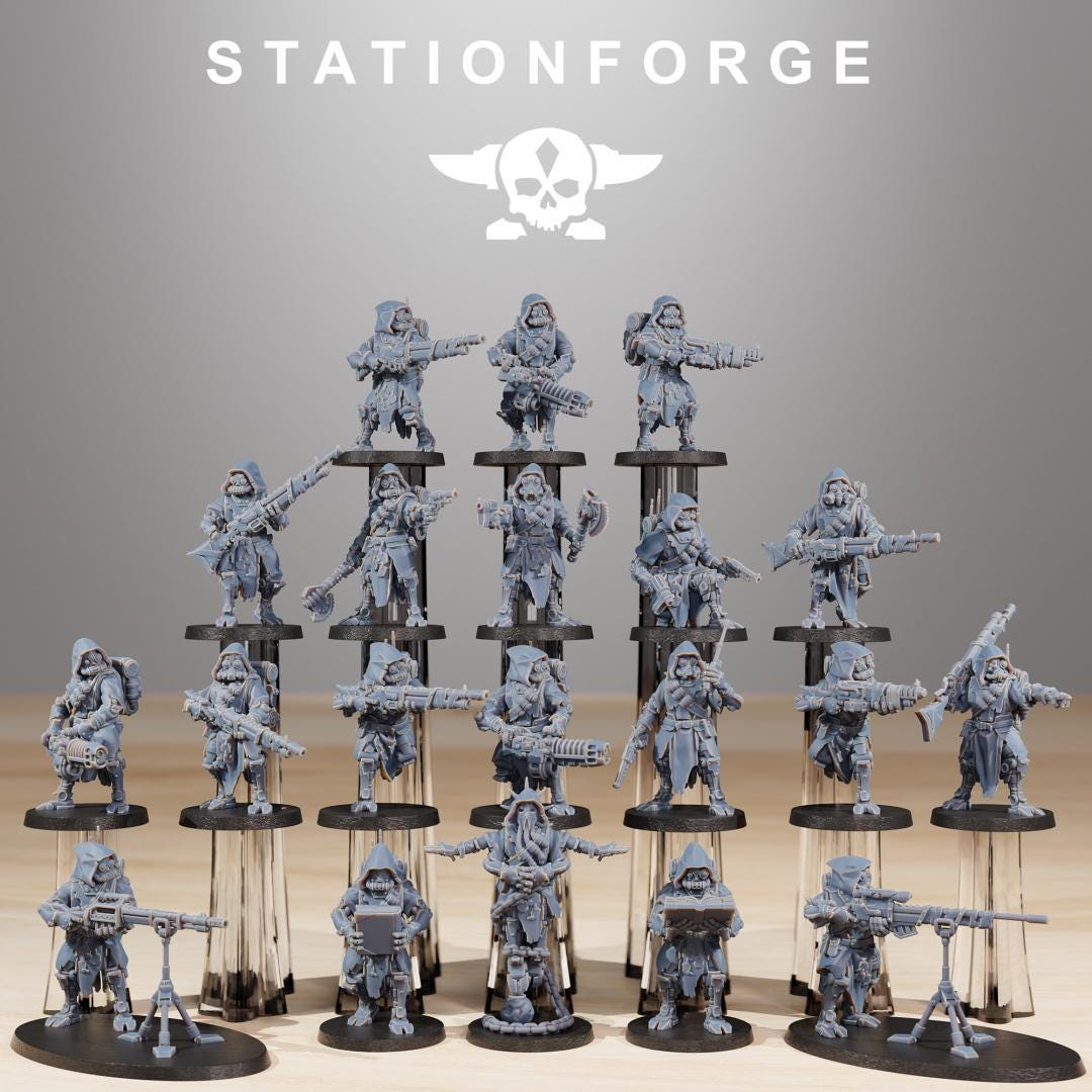 Scavenger Rangers Builder Kit, Space Techno-bots, modular Sci-Fi warriors by STATIONFORGE, Sci-Fi Wargames Cyber-themed Grimdark miniatures