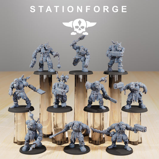 Orkaz Plague Spreadaz, Space-Faring Orkish Menace Sculpted by STATIONFORGE, Grimdark Compatible, Sci-Fi Wargame Scale