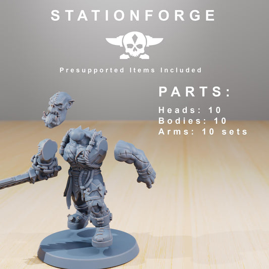 Orkaz Plague Spreadaz, Space-Faring Orkish Menace Sculpted by STATIONFORGE, Grimdark Compatible, Sci-Fi Wargame Scale