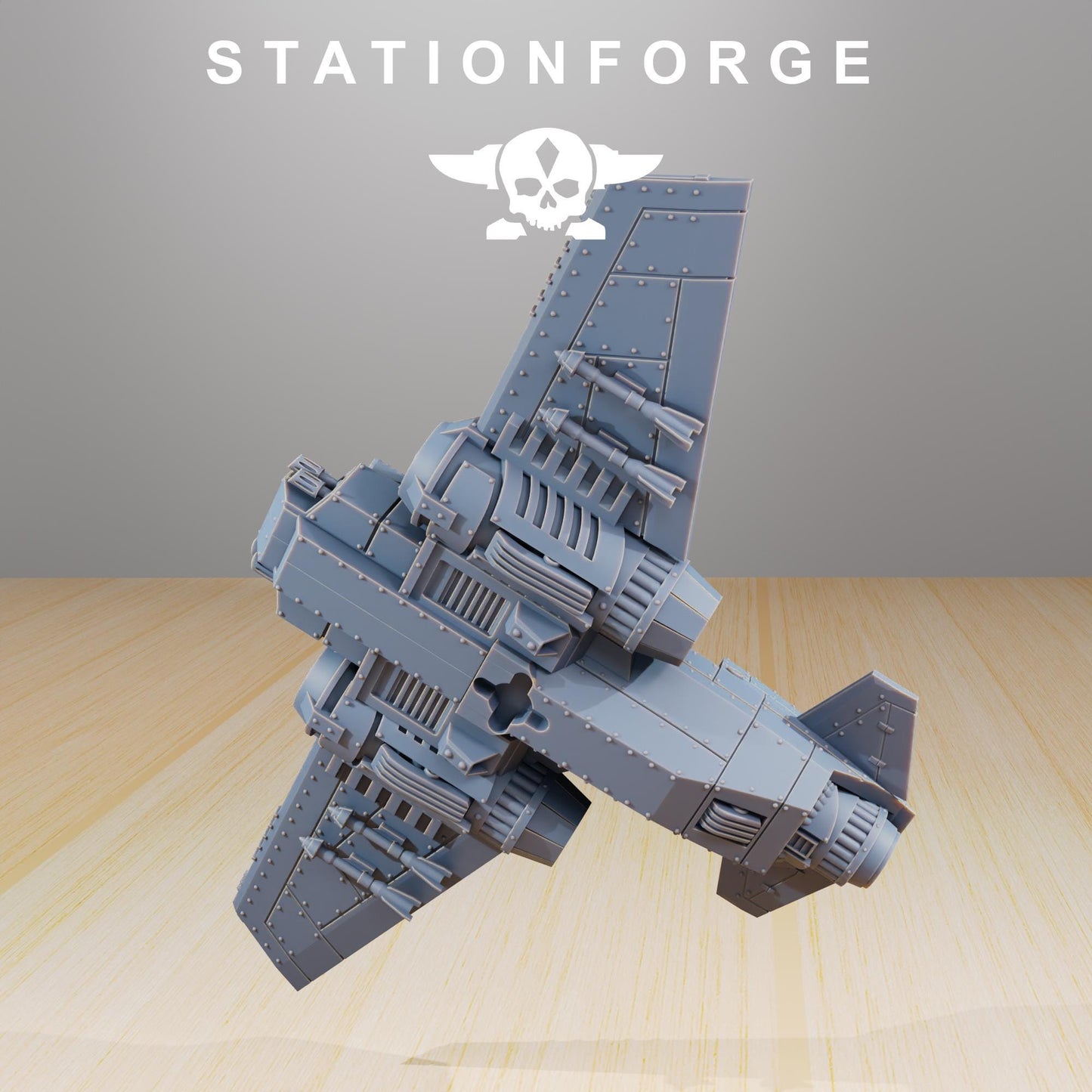 GrimGuard SF-19A Fighter Plane, Modular Sci-Fi Guardsmen Warplane by STATIONFORGE, Sci-fi Wargames Proxy, Imperial Guard Transport