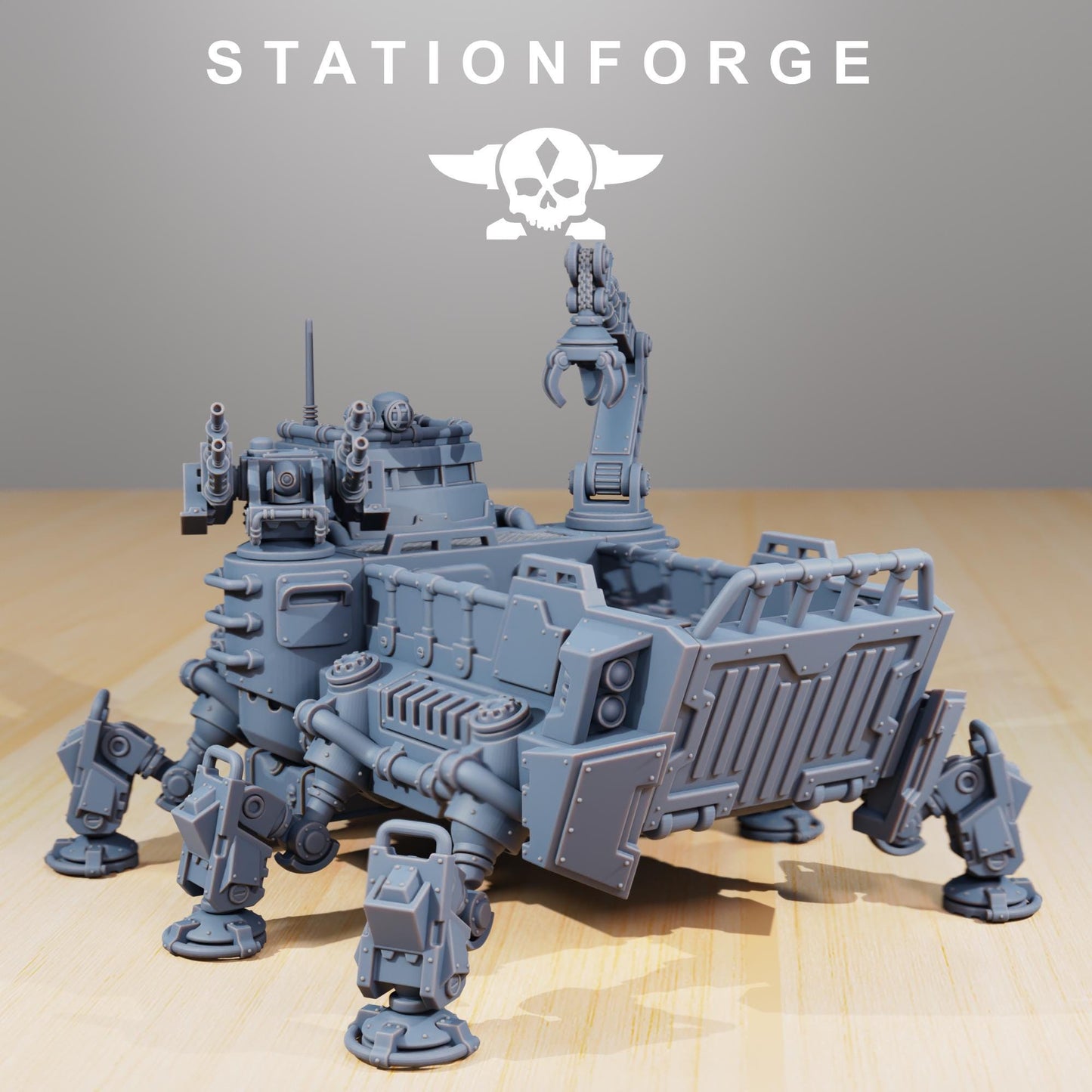 Scavenger Transport Tank, Space Techno-bots, modular Sci-Fi warriors by STATIONFORGE, Sci-Fi Wargames Cyber-themed Grimdark miniatures