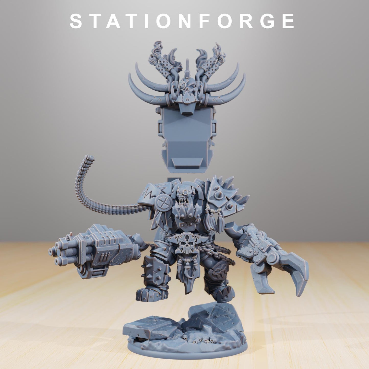 Orkaz Grand Nutta, Space-Faring Orkish Menace Sculpted by STATIONFORGE, Grimdark Compatible, Sci-Fi Wargame Scale