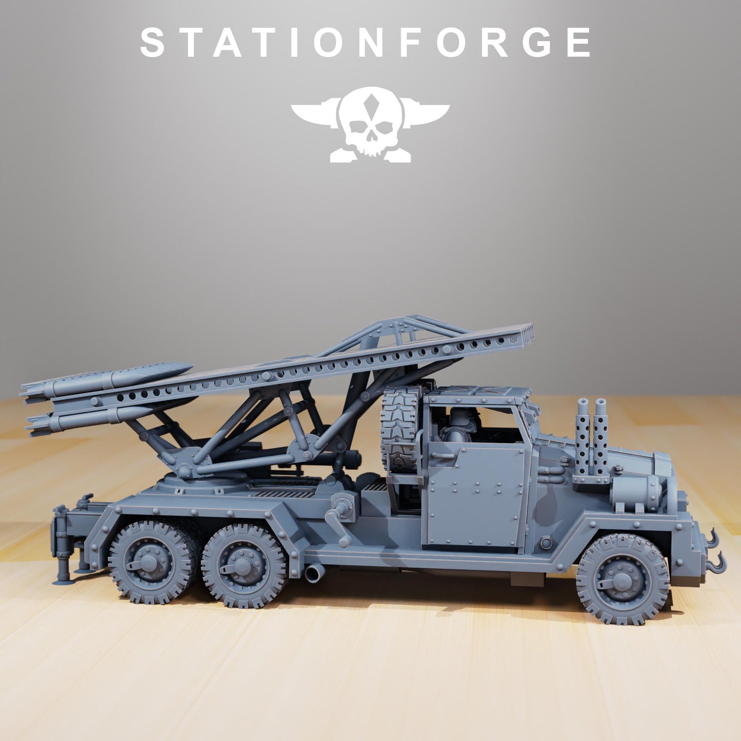 GrimGuard - SF-31J Artillery Truck, Modular Sci-Fi Guardsmen Vehicle by STATIONFORGE, Sci-fi Wargames Proxy, Imperial Guard Transport Truck