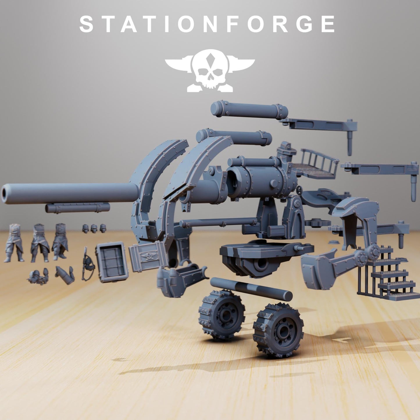 GrimGuard - Artillery, Modular Sci-Fi Artillery by STATIONFORGE, Sci-fi Wargames Proxy, Imperial Guard Army Long Range Artillery Proxy