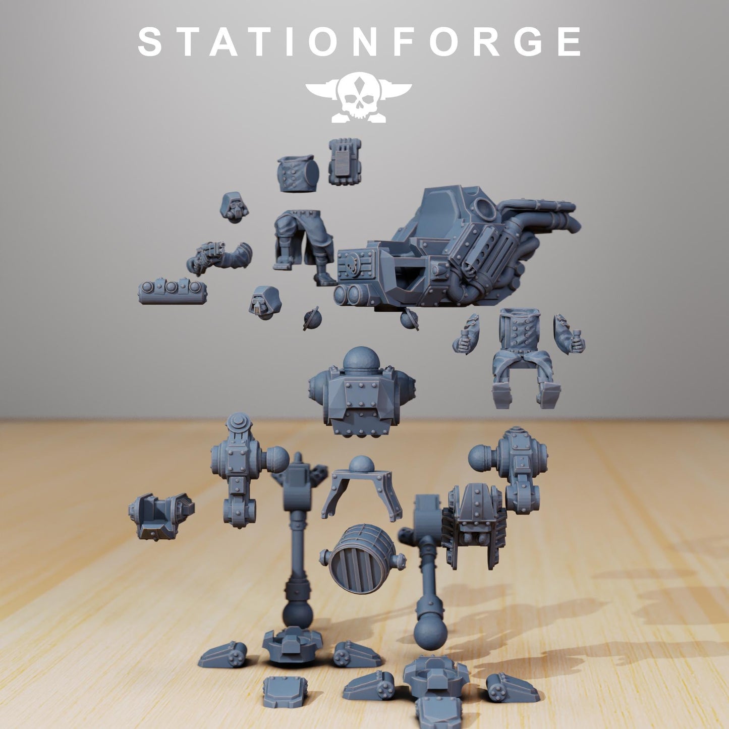 Scavenger Scout Walker, Space Techno-bots, modular Sci-Fi warriors by STATIONFORGE, Sci-Fi Wargames Cyber-themed Grimdark miniatures