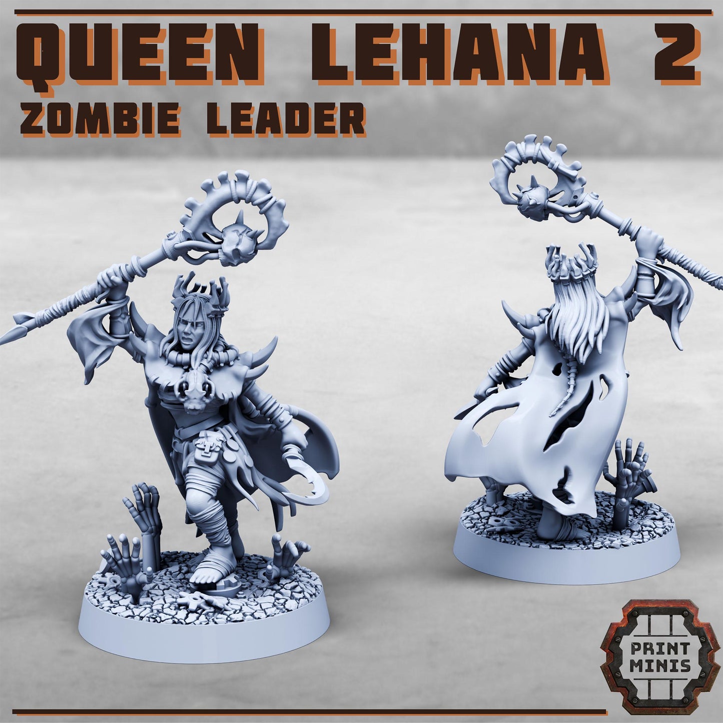 Queen Lehana 2 - Zombie Leader - Zombie Queen -  Sci-Fi Grimdark Mercenaries by Print Minis