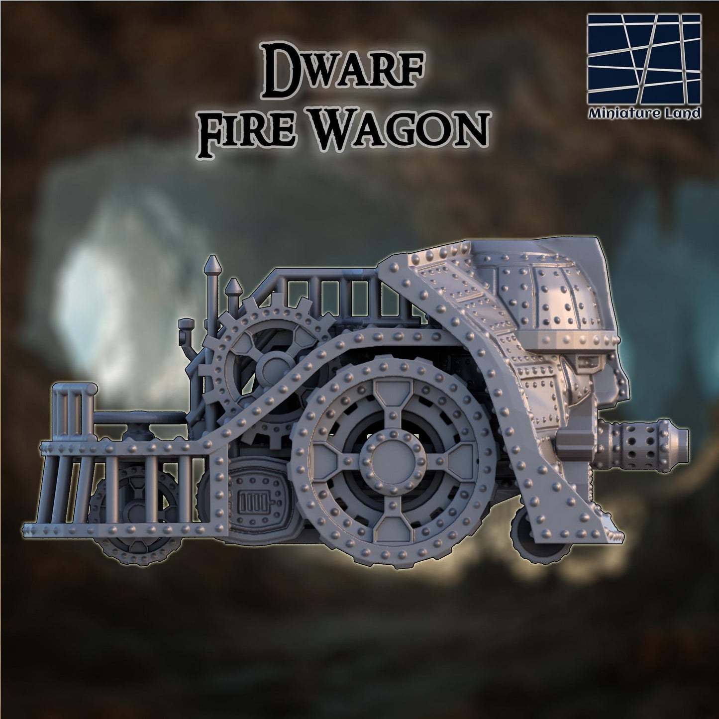 Dwarf Fire Wagon - Tabletop Terrain - 28 MM, Tabletop 3D Printed Terrain by MiniatureLand, Perfect for Wargaming and RPGs