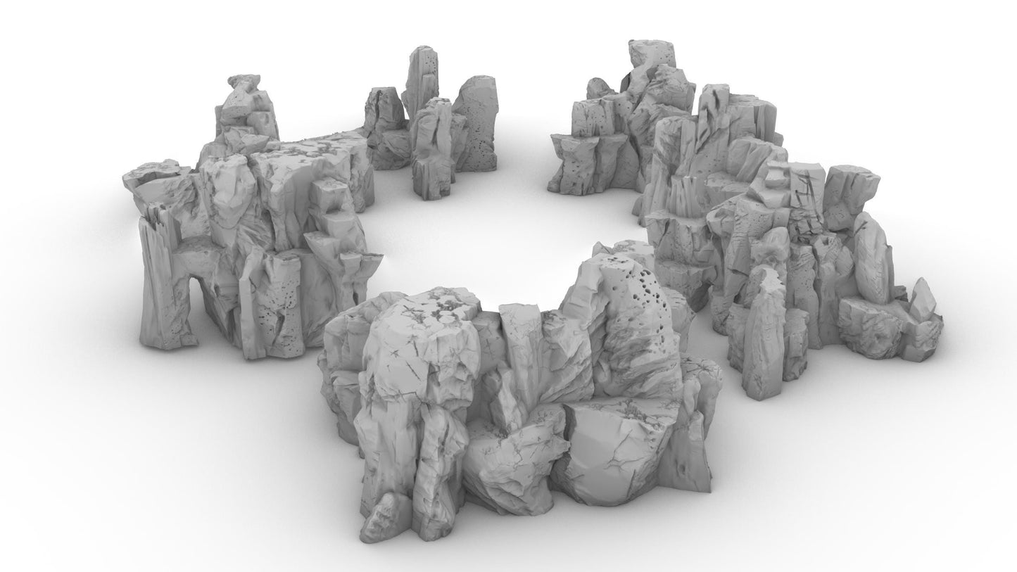 Universal Cliff Labyrinth Terrain Set - 3D Printed Tabletop Terrain, Perfect for Wargames, Board Games, Role Playing Games