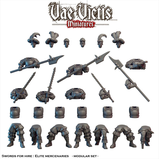 Modular Landsknecht Miniatures, Bits and Weapon Conversions Fantasy by Vae Victis, perfect for Fantasy Wargames and Tabletop RPGs.