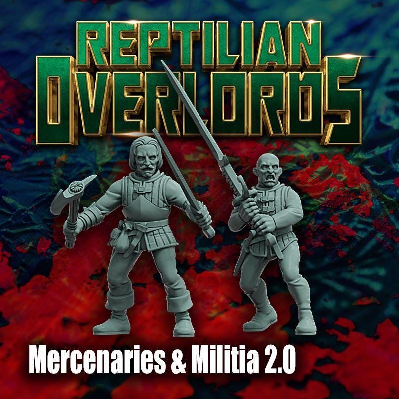 Modular Mercenaries & Militia 2.0, Weapons, Heads, Torsos and Legs. Fantasy Miniatures by Reptilian Overlords