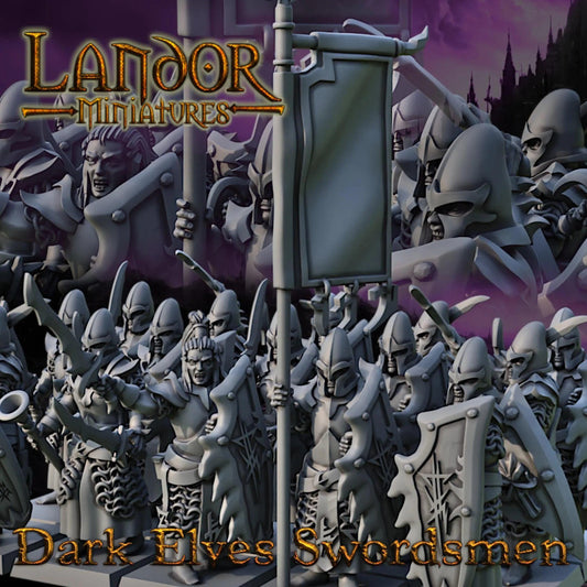 Dark elves Swordsmen, Modular Dark Elven miniatures by Landor Miniatures! Dark Elves for Fantasy Wargames