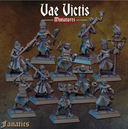 Fanatics and Zealots Warband, Rat Catcher, Sword Swallower, Grave Keeper, Fantasy Miniatures by Vae Victis, perfect for Fantasy Wargames
