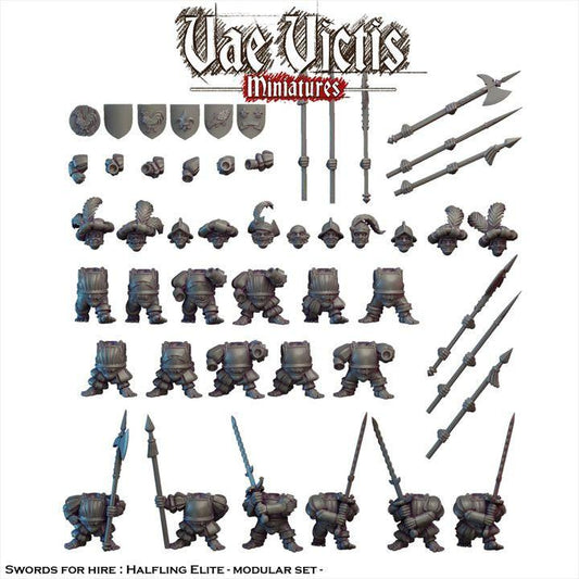Modular Halfling Landsknecht Miniatures, Bits and Weapon Conversions Fantasy by Vae Victis, perfect for Fantasy Wargames and Tabletop RPGs