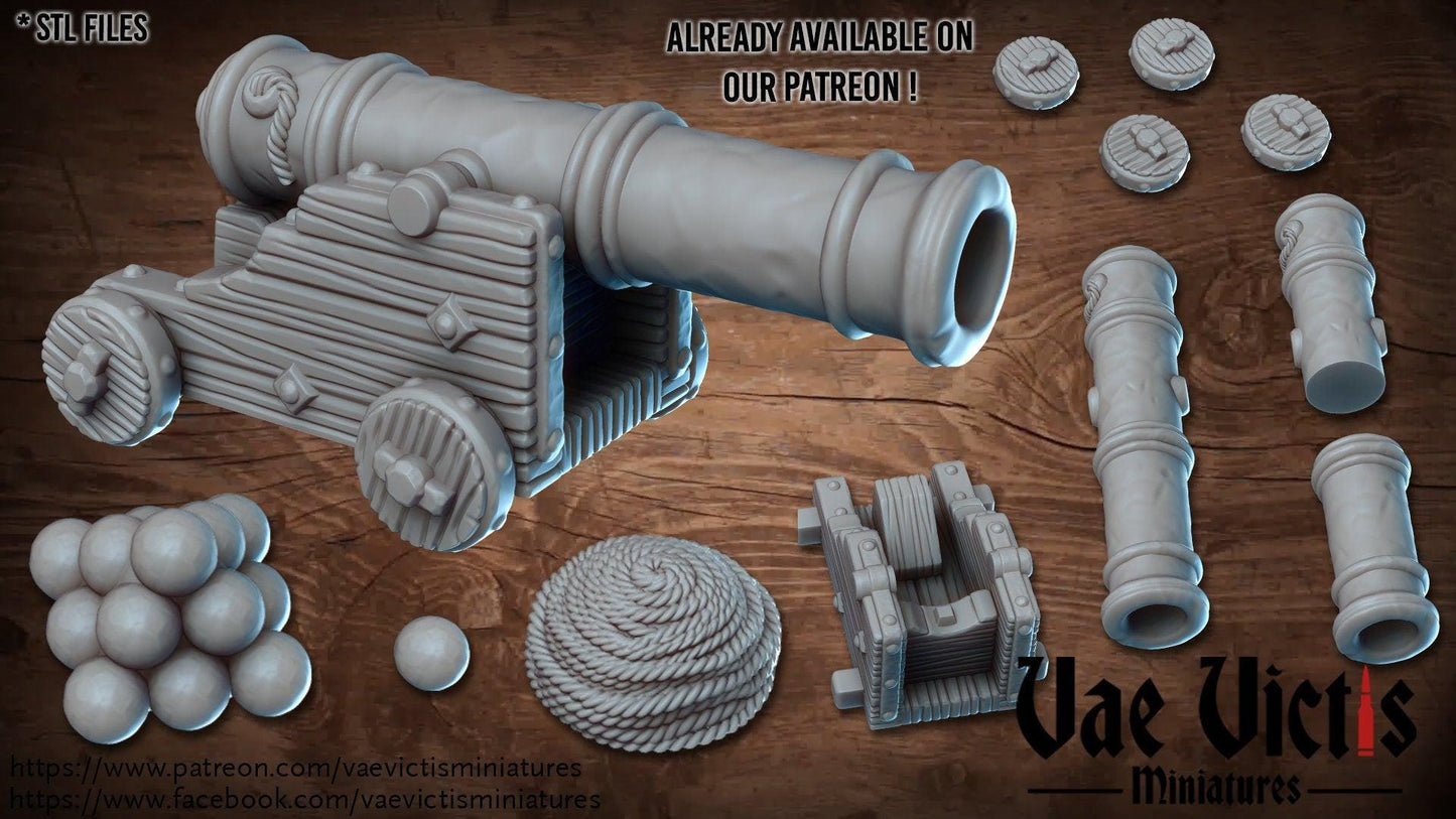 Fantasy Cannon Pirate Renaissance Cannon miniature 28mm Tabletop Cannon Terrain 32mm Terrain suitable for Fantasy Wargames and Tabletop RPGs