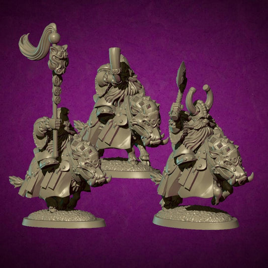 Dwarf Cavalry, Fantasy Skirmish Miniatures by MoM Miniatures, perfect for Fantasy Wargames and RPGs