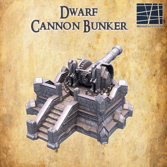 Dwarf Cannon Bunker - Tabletop Terrain - 28 MM, Tabletop 3D Printed Terrain by MiniatureLand, Perfect for Wargaming and RPGs
