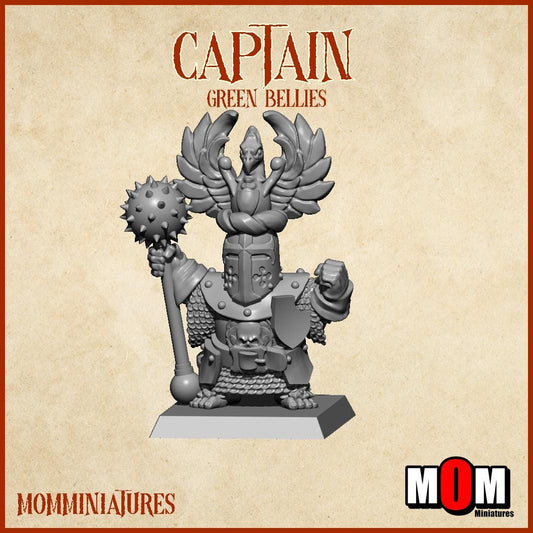 Captain 2, Green Bellies, Halfling Shire Defense Force by MoM Miniatures, perfect for Fantasy Wargames and Tabletop RPGs