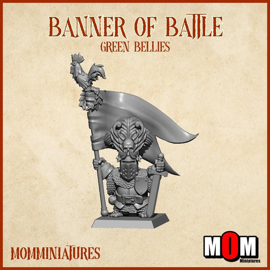 Banner of Battle, Green Bellies, Halfling Shire Defense Force by MoM Miniatures, perfect for Fantasy Wargames and Tabletop RPGs