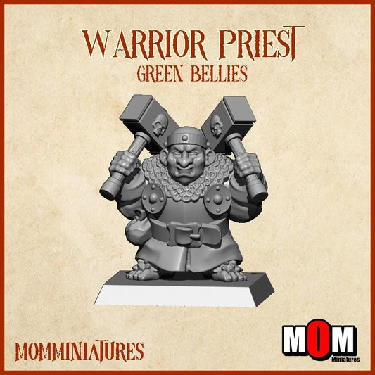 Halfling Warrior Priest 3, Green Bellies, Halfling Shire Defense Force by MoM Miniatures, perfect for Fantasy Wargames and Tabletop RPGs