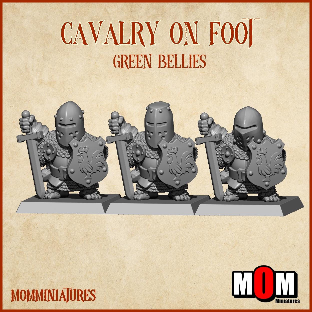 Halfling Cavalry on foot, Green Bellies, Halfling Shire Defense Force by MoM Miniatures, perfect for Fantasy Wargames and Tabletop RPGs