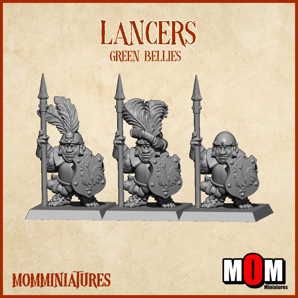 Halfling Spearmen, Green Bellies, Halfling Shire Defense Force by MoM Miniatures, perfect for Fantasy Wargames and Tabletop RPGs