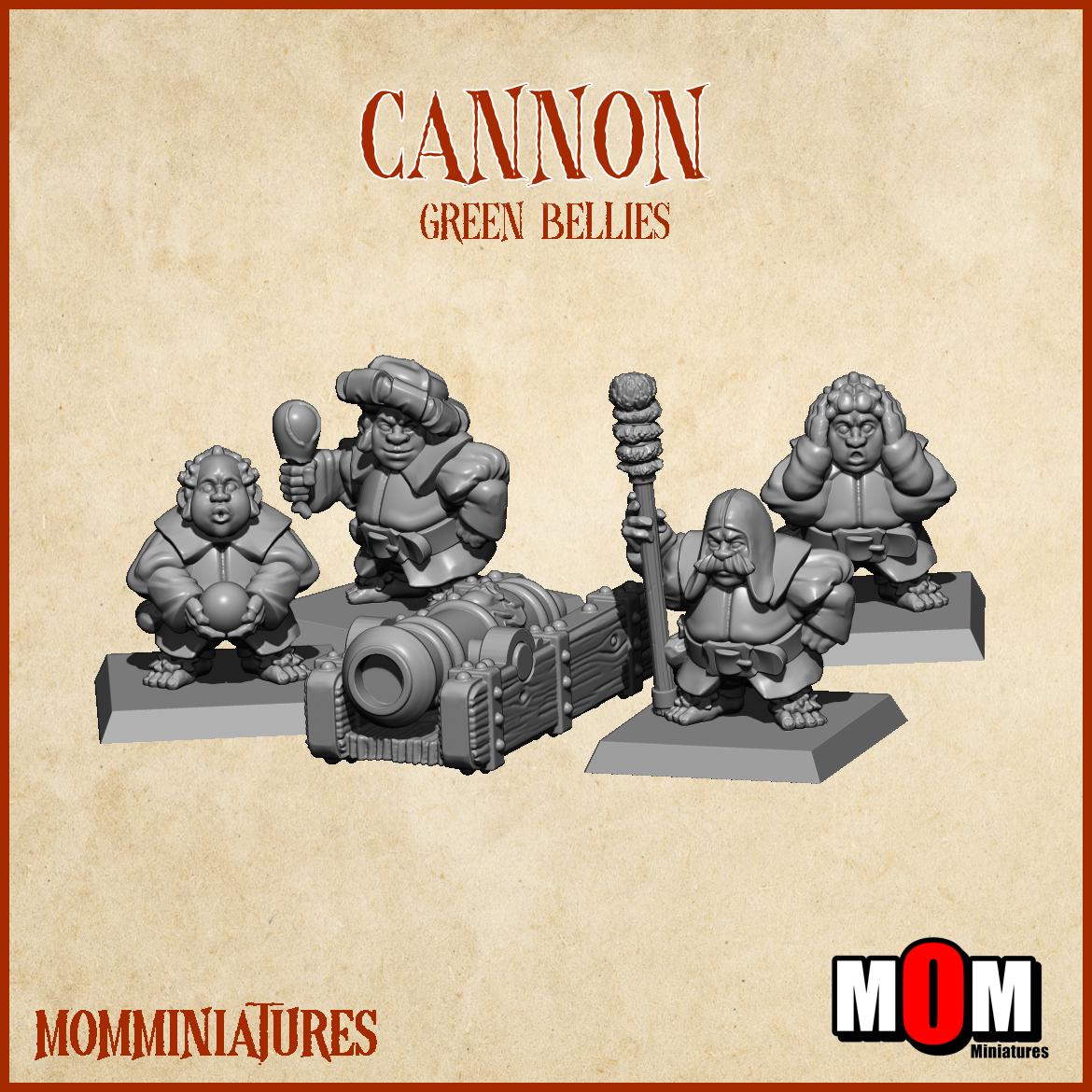 Halfling Cannon, Green Bellies, Halfling Shire Defense Force by MoM Miniatures, perfect for Fantasy Wargames and Tabletop RPGs