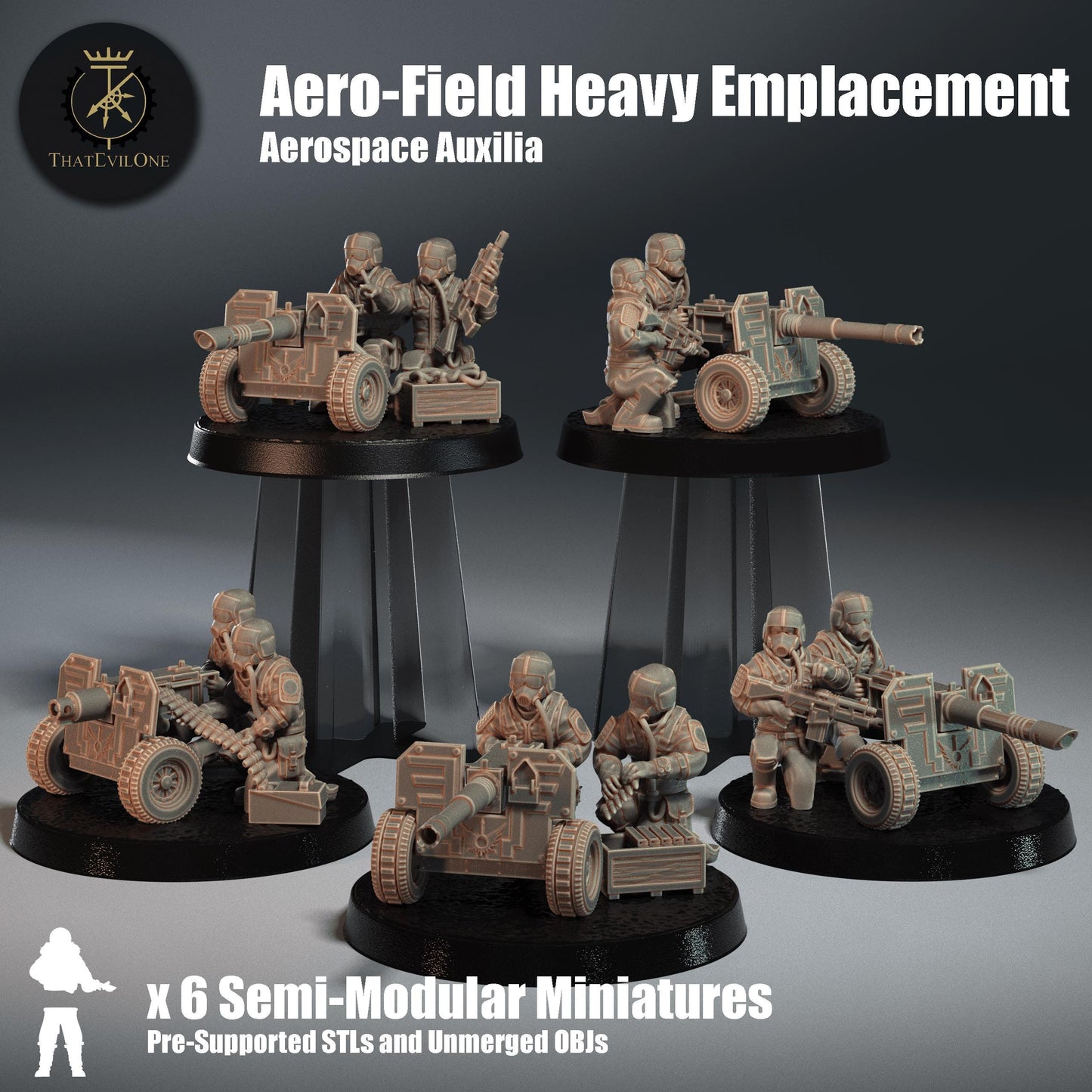Aerospace Heavy Emplacments, Monopose Sci-Fi warriors by ThatEvilOne, Sci-Fi Wargames Proxy, Imperial heretic Auxilia Army
