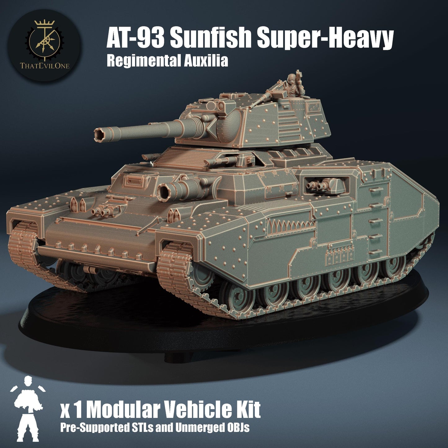 AT-93 Sunfish Super-Heavy, Modular Sci-Fi Vehicle by ThatEvilOne, Sci-fi Wargames Proxy, Imperial Auxilia Army Super Heavy Tank