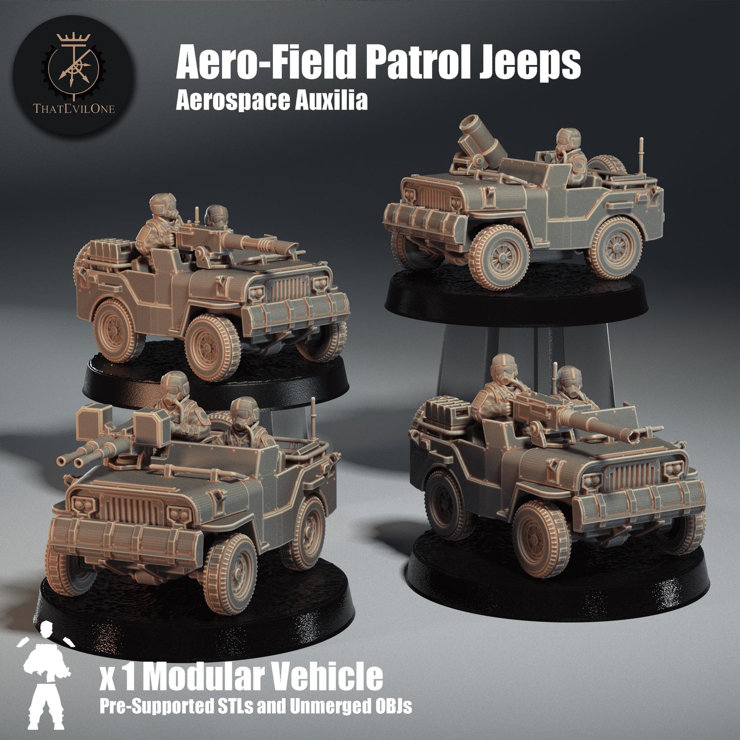 Aero-Field Patrol Jeeps, ThatEvilOne Designed wargaming vehicles