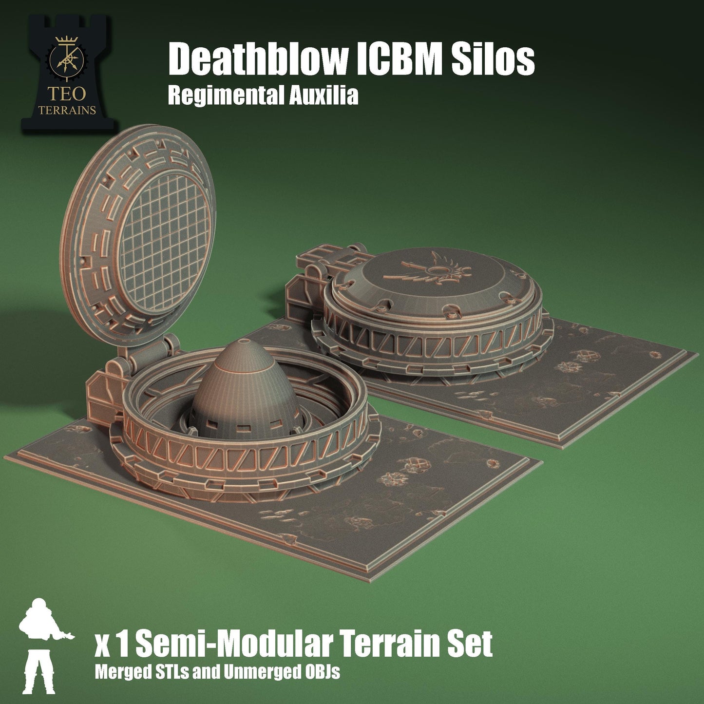 TEO Terrans - Deathblow ICBM Silos, multipart modular Sci-Fi terrain by ThatEvilOne, Sci-Fi Wargames Imperial Proxy