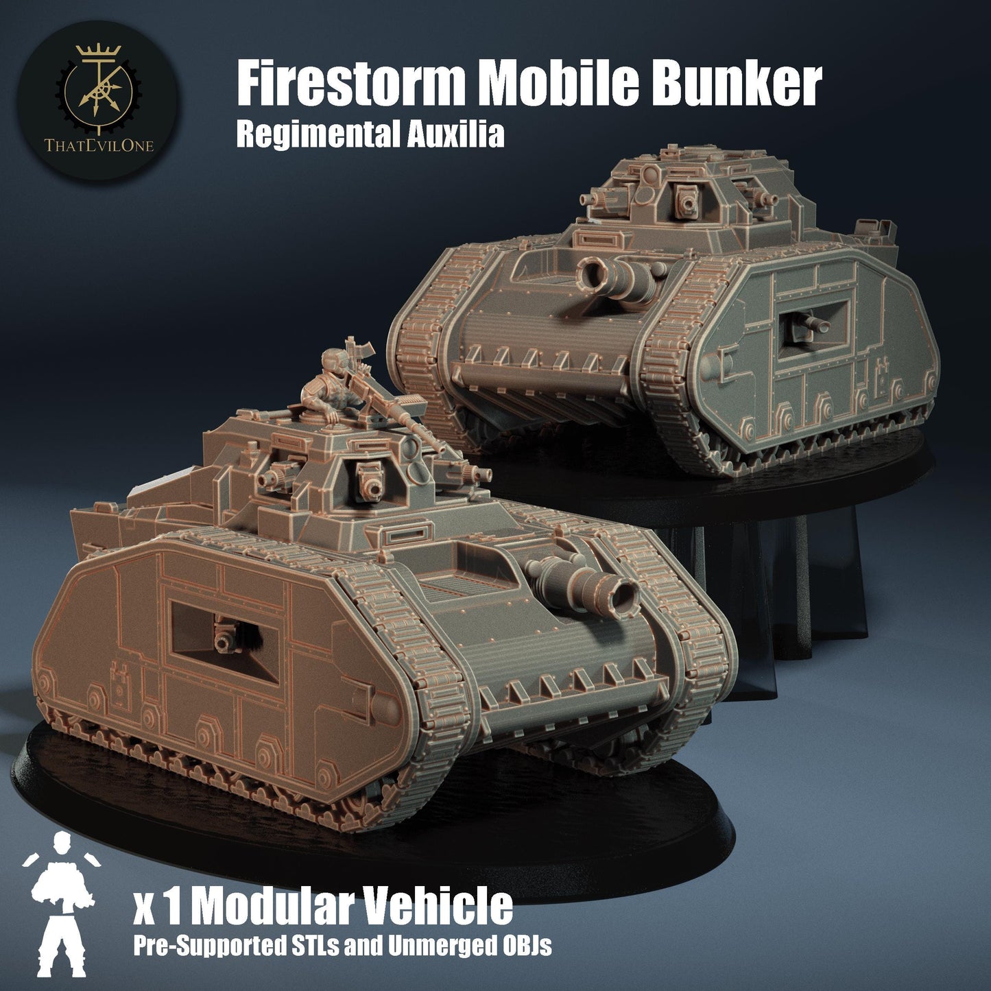 Firestorm Mobile Bunker Heavy Tank, Modular Sci-Fi Vehicle by ThatEvilOne, Sci-fi Wargames Proxy, Imperial Auxilia Army Super Heavy Tank