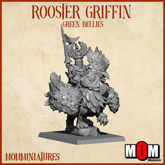 Halfling Captain on a Rooster Griffin, Green Bellies, Halfling Shire Defense Force by MoM Miniatures, perfect for Fantasy Wargames