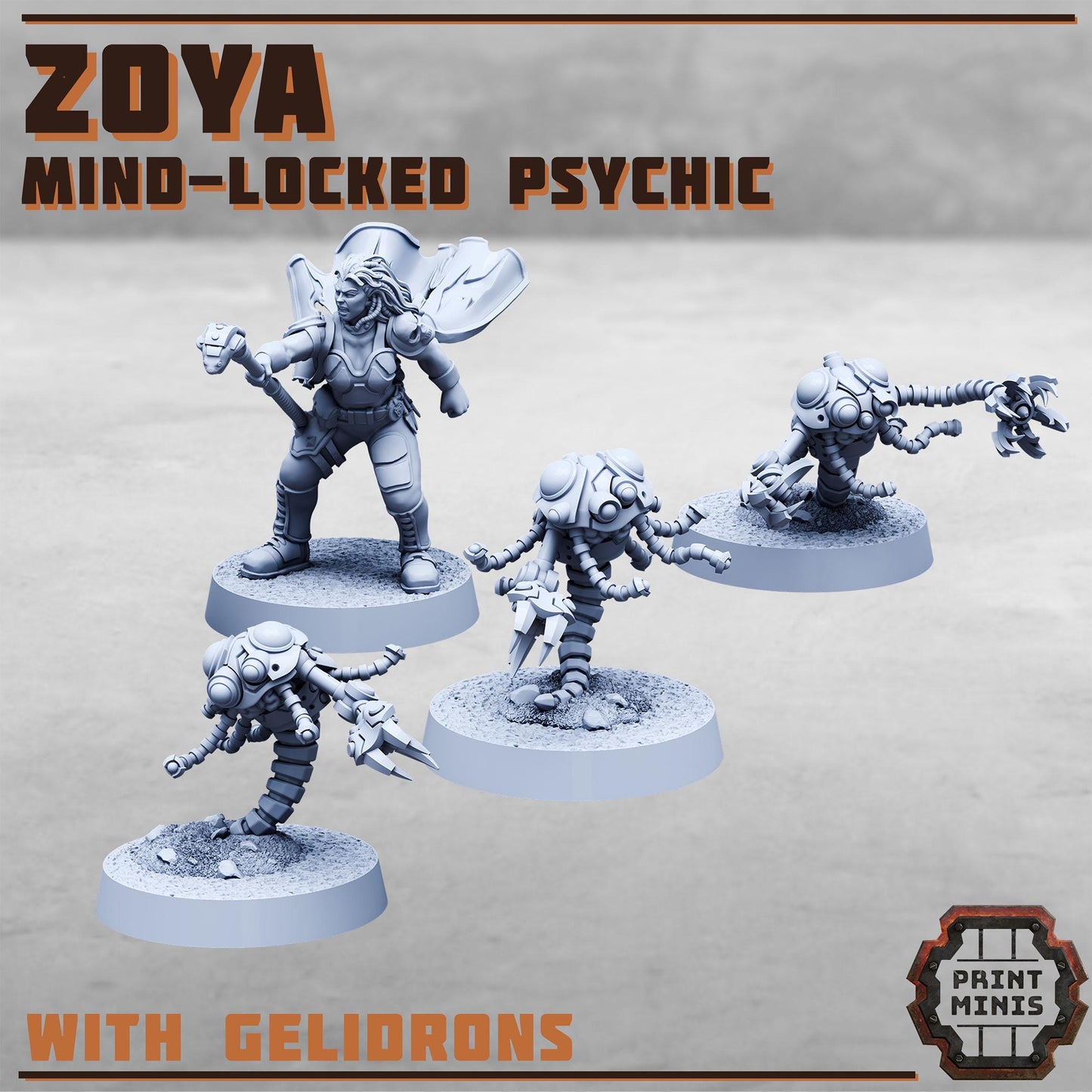 Zoya, Mind-locked Psychic + Gelidron robots, Sci-Fi Space Mercenaries