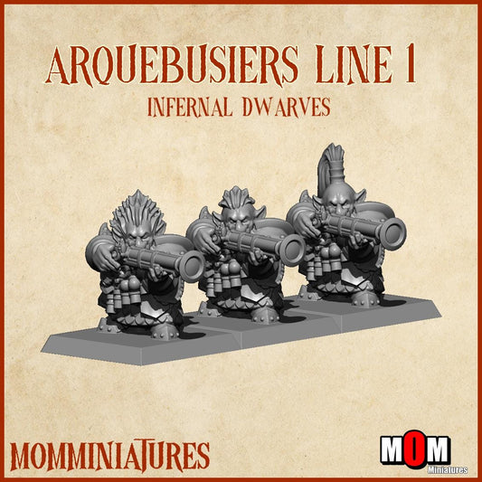 Infernal Dwarves Halberdiers, Fantasy Skirmish Miniatures by MoM Miniatures, perfect for Fantasy Wargames and RPGs