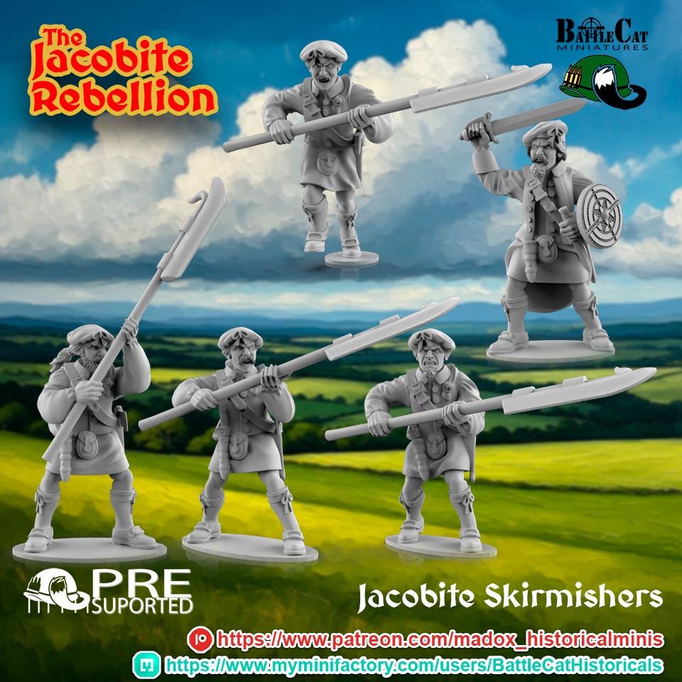 1745 Jacobite Skirmishers, 28mm (1:56) 18th Century Historic Miniature by BattleCat Miniatures