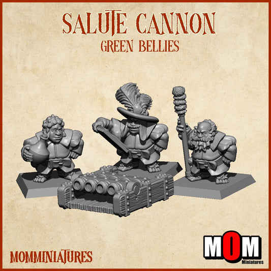 Halfling Cannon, Green Bellies, Halfling Shire Defense Force by MoM Miniatures, perfect for Fantasy Wargames and Tabletop RPGs