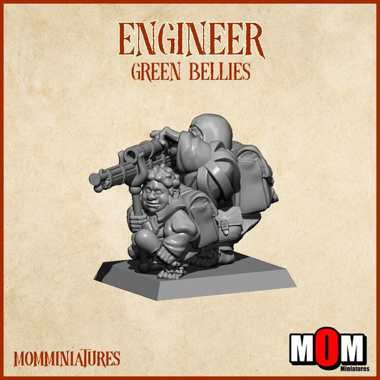 Halfling Engineer 2, Green Bellies, Halfling Shire Defense Force by MoM Miniatures, perfect for Fantasy Wargames and Tabletop RPGs