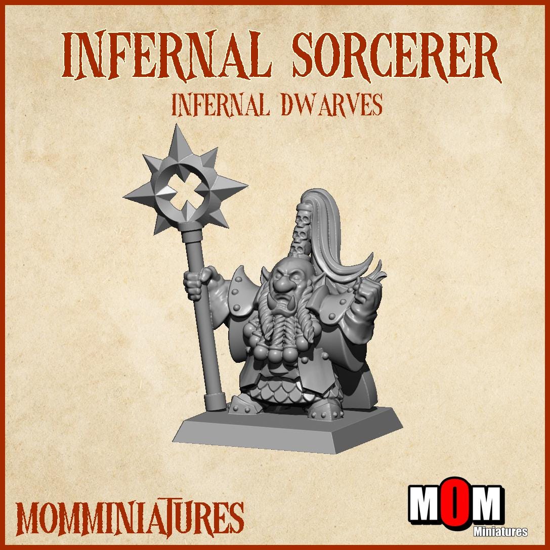 Infernal sorcerer, Fantasy Skirmish Miniatures by MoM Miniatures, perfect for Fantasy Wargames and RPGs