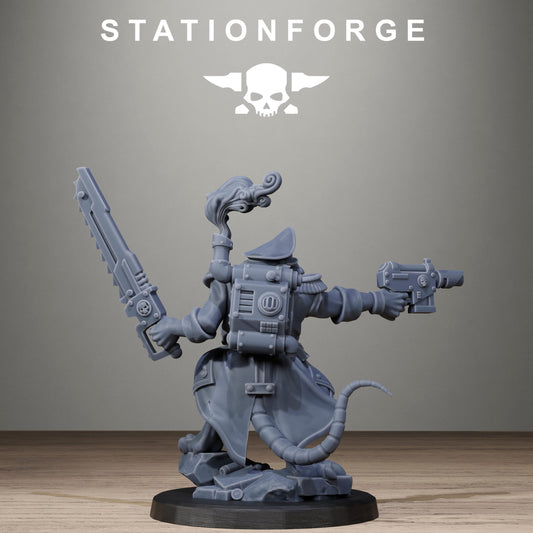 Raticus Officer, Modular Sci-Fi Techno-Bot Miniatures by STATIONFORGE, Grimdark Wargames Proxy