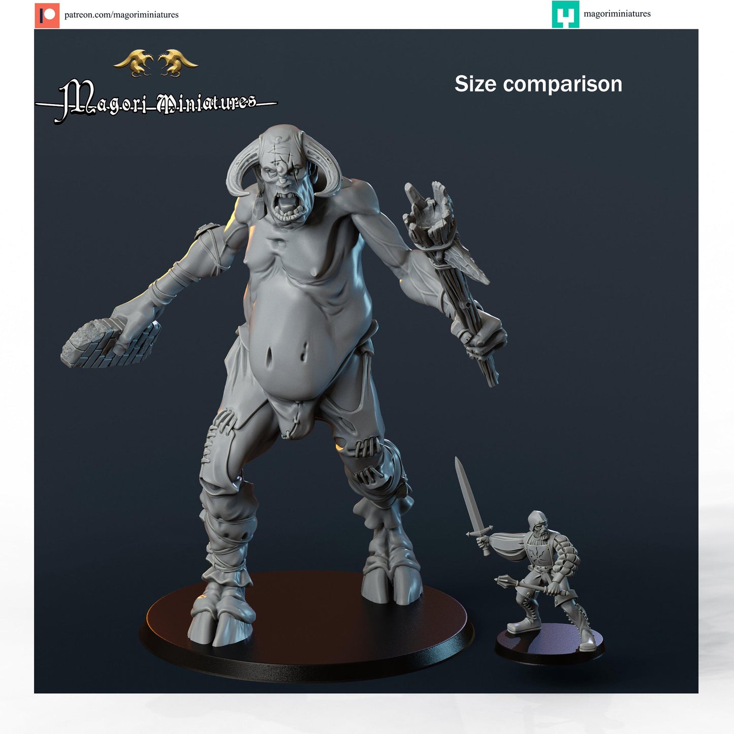 Giant and Warhounds, Fantasy Skirmish Miniatures by Magori Miniatures, perfect for Fantasy Wargames and RPGs