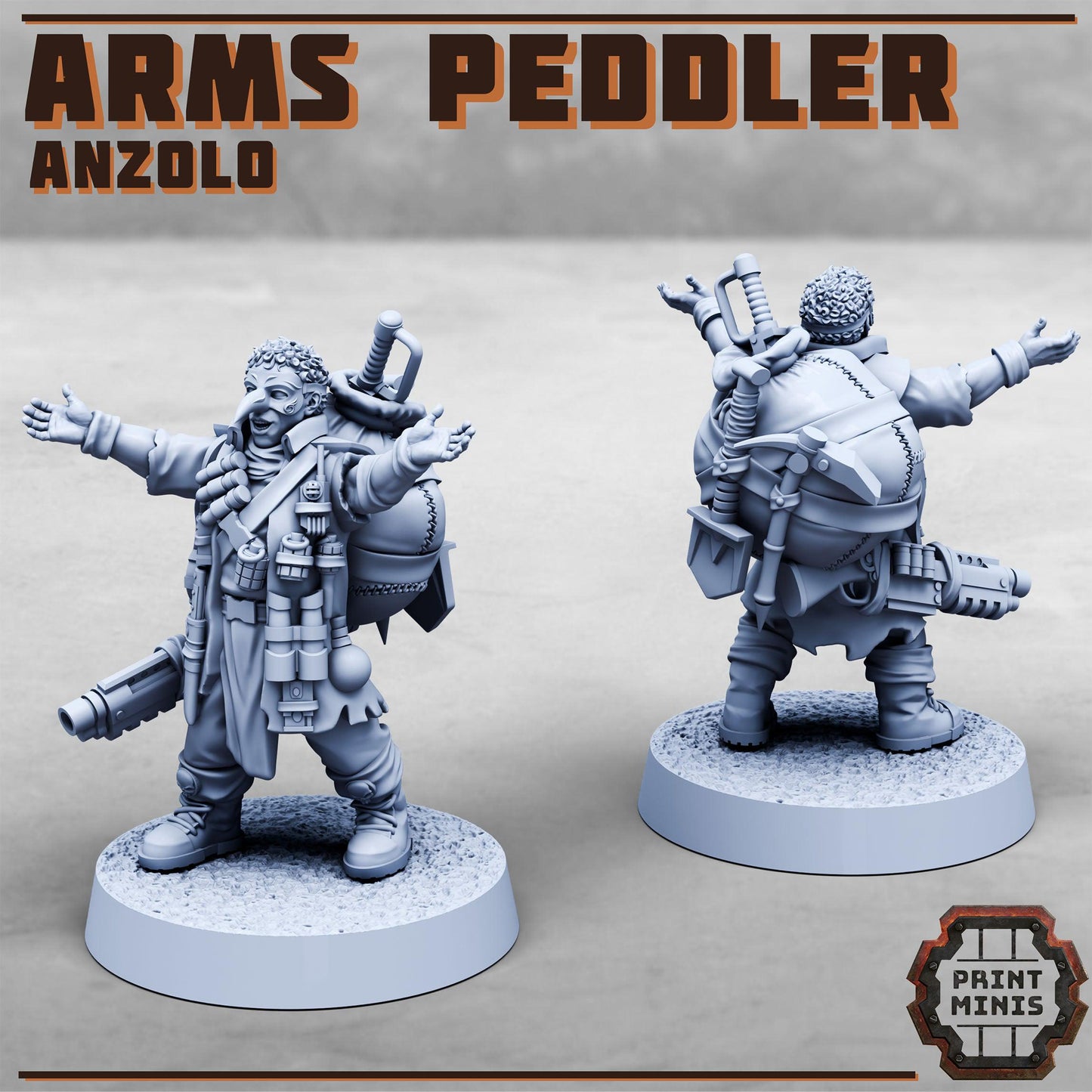Arms Peddler, Sci-Fi Grimdark Civilians by Print Minis, Hive City Skirmish