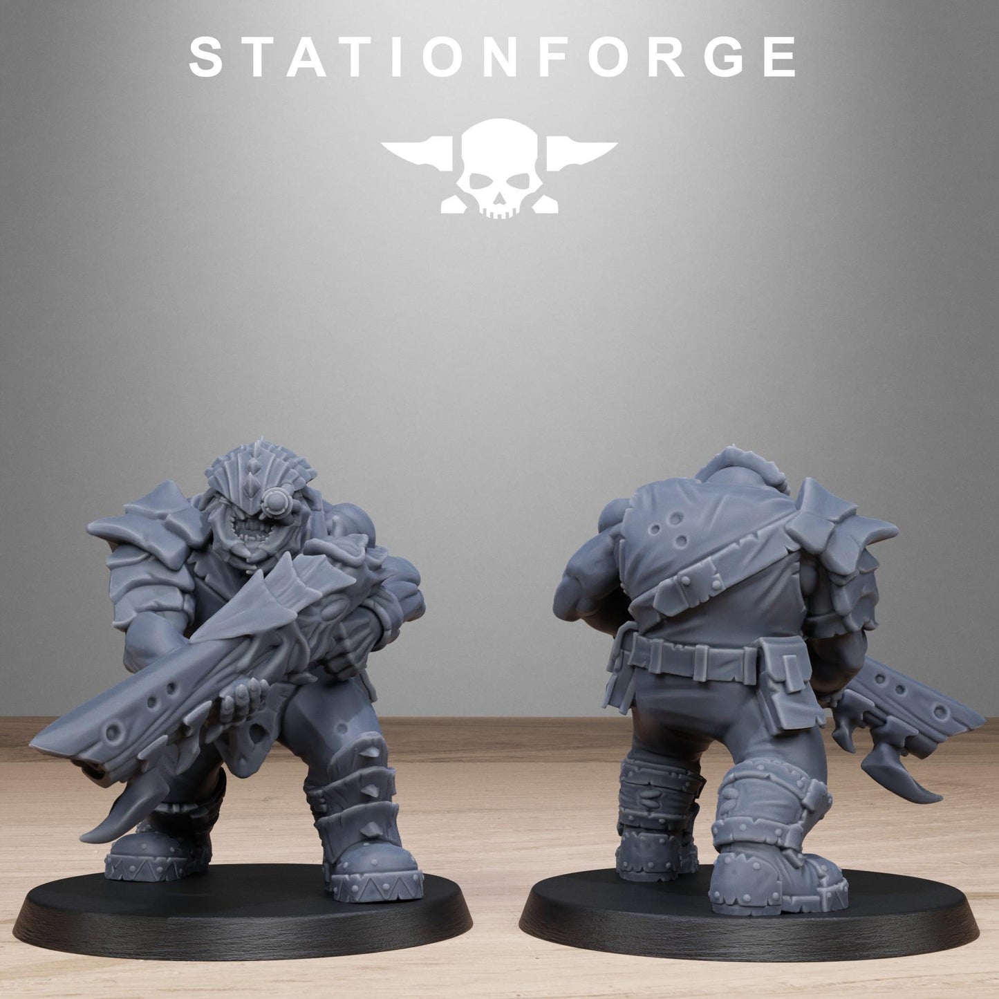 Orkaz Biotech Looters, Space-Faring Orkish Menace Sculpted by STATIONFORGE, Grimdark Compatible, Sci-Fi Wargame Scale